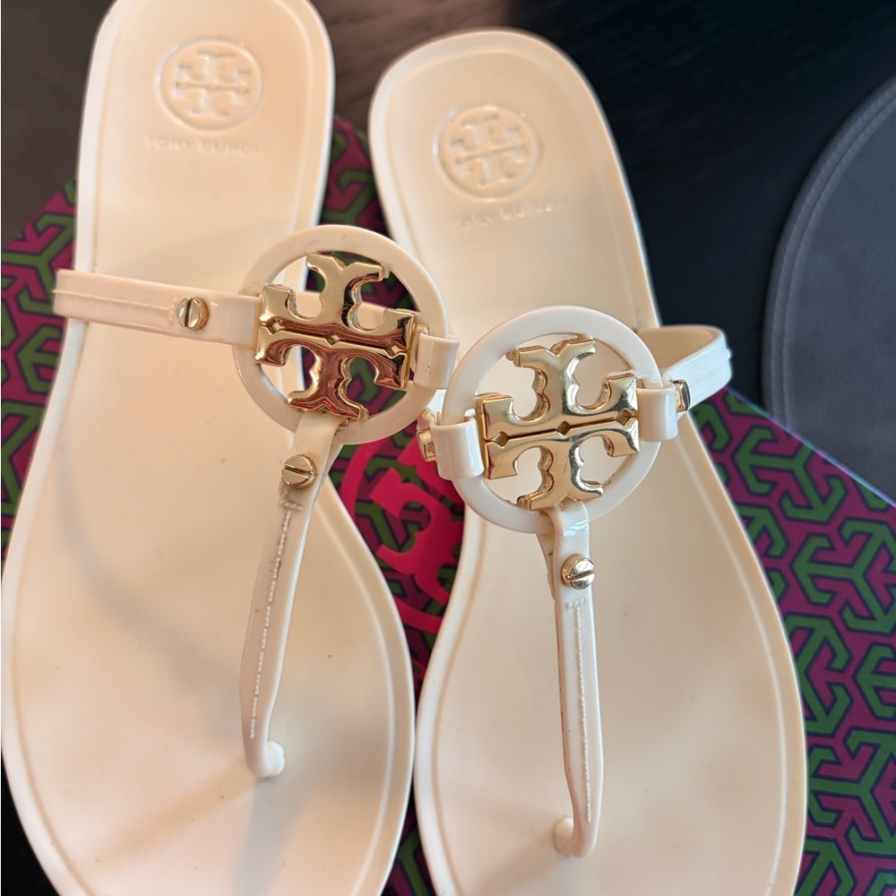 Tory Burch Cream and Gold Sandals
